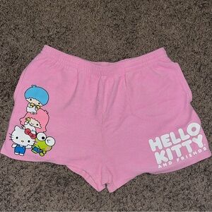 pink ribbed hello kitty and friends lounge shorts